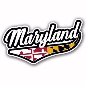 Maryland Flag Script Lettered Die Cut Car Refrigerator Magnet - NEW Fast Ship